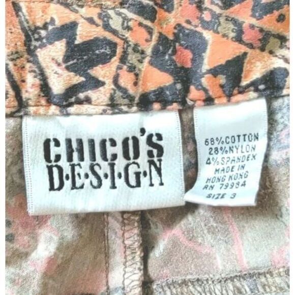 Chico’s Design 3 Women's Vintage Animal Print Walking Shorts Pockets Orange/Brwn - Picture 4 of 5